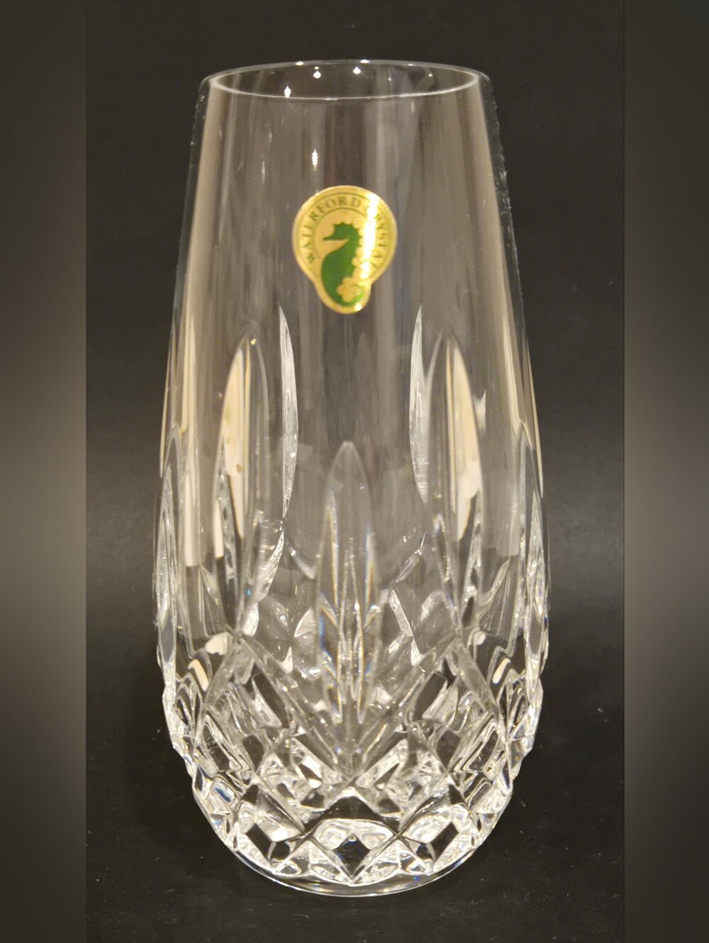 Waterford Clear Crystal Cut-Glass Vase with Classic Diamond Pattern